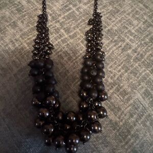 Lia Sophia Black Cluster Multi-Strand Necklace
